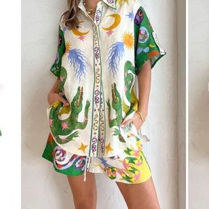 Graphic Print Shirt & Shorts Set